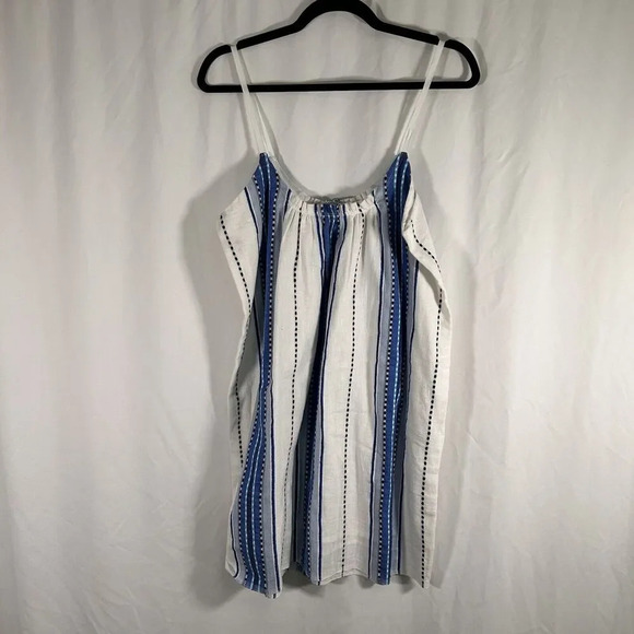 Lemlem Dress Women's Small White Blue Sleeveless Lightweight Cotton Blend - Picture 5 of 7
